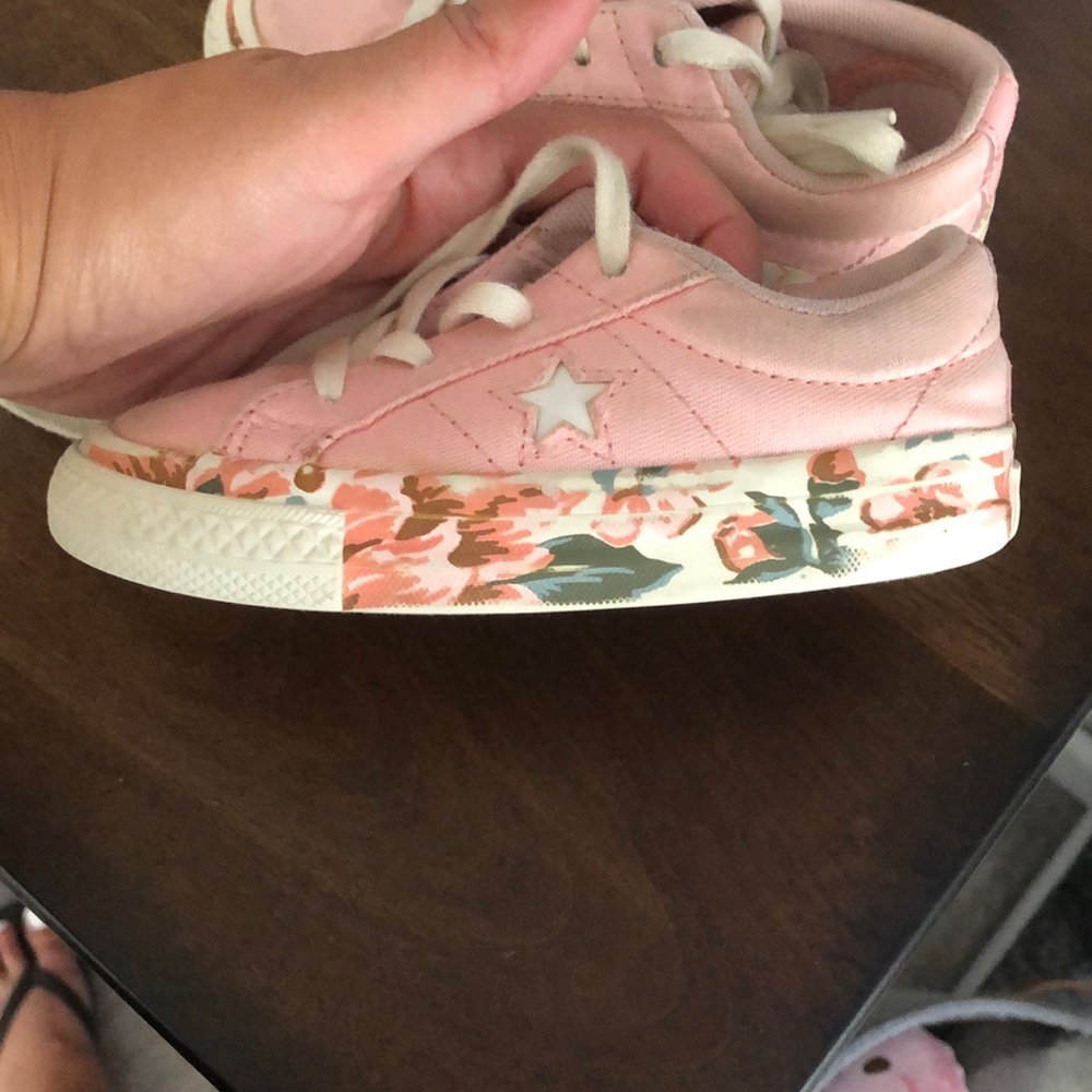 Pink Converse with floral print